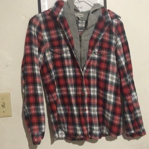 Long sleeve plad , with hoodie